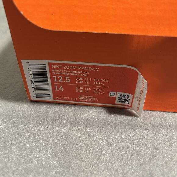 Nike Zoom Mamba 5 Track Racing Running Spikes Size 12.5 Mens White NIB - Picture 8 of 8